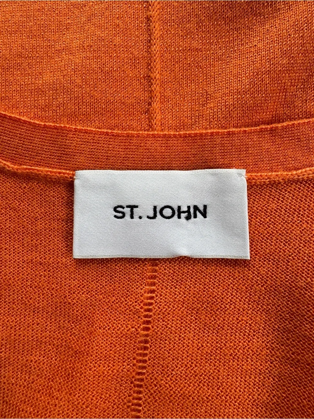 St. John Orange Wool & Silk V Neck Cardigan - Small